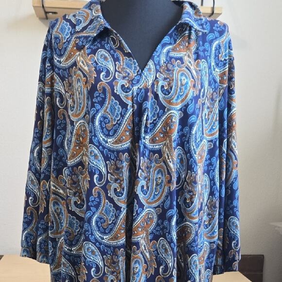 Redhotype Blue Paisley Long Sleeve Button-Up Blouse – Women’s 4X – NWT - Picture 2 of 8